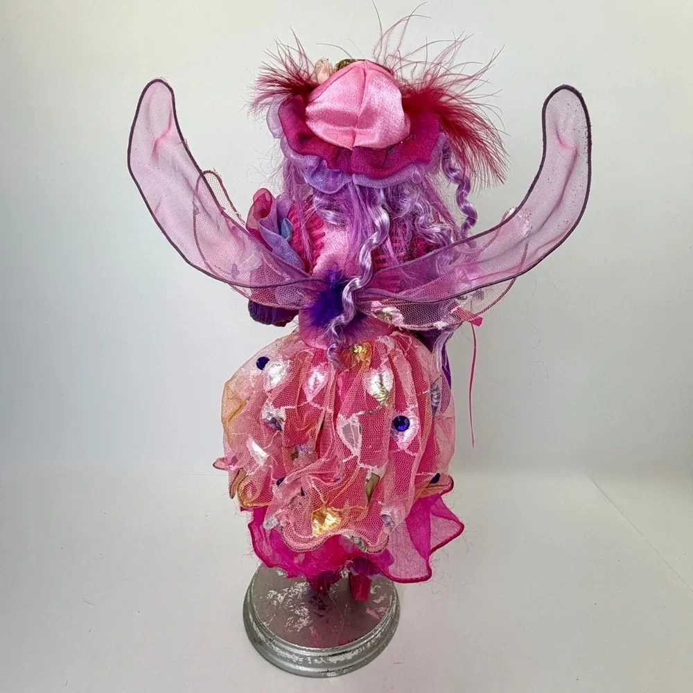 Vintage Whimsical Easter Fairy Figurine Pink Purple Egg Pixie Spring Decor 15”